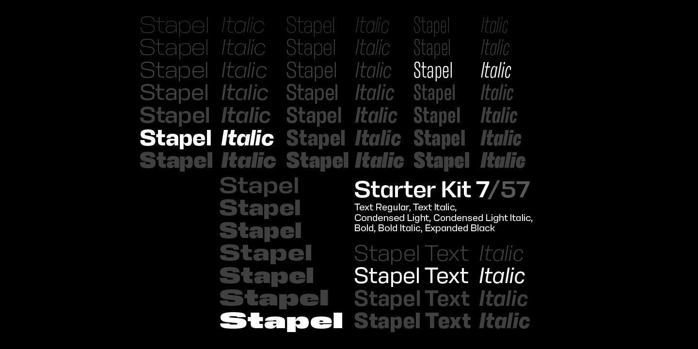 Ejemplo de fuente Stapel Condensed Light Italic